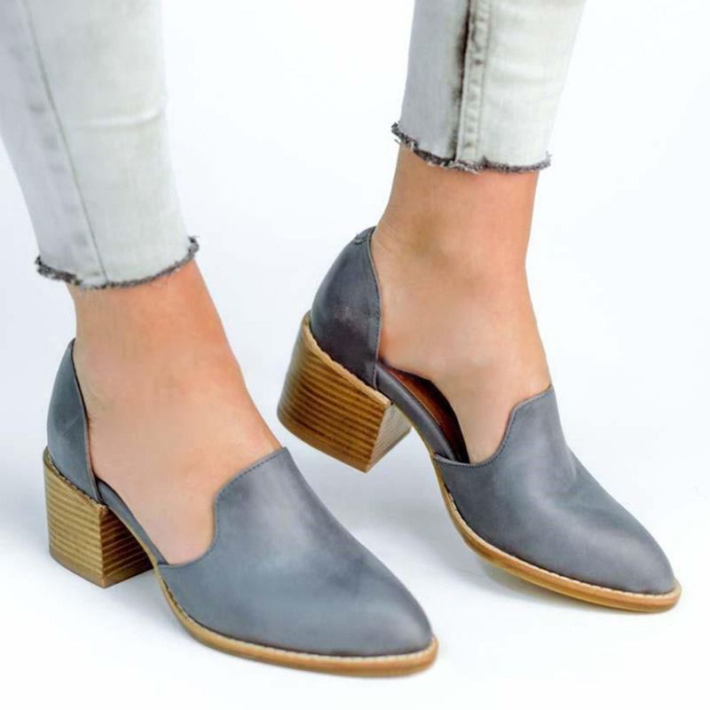 Us Størrelse 5-11 Chunky Heel Pumps Casual Slip-on Sko