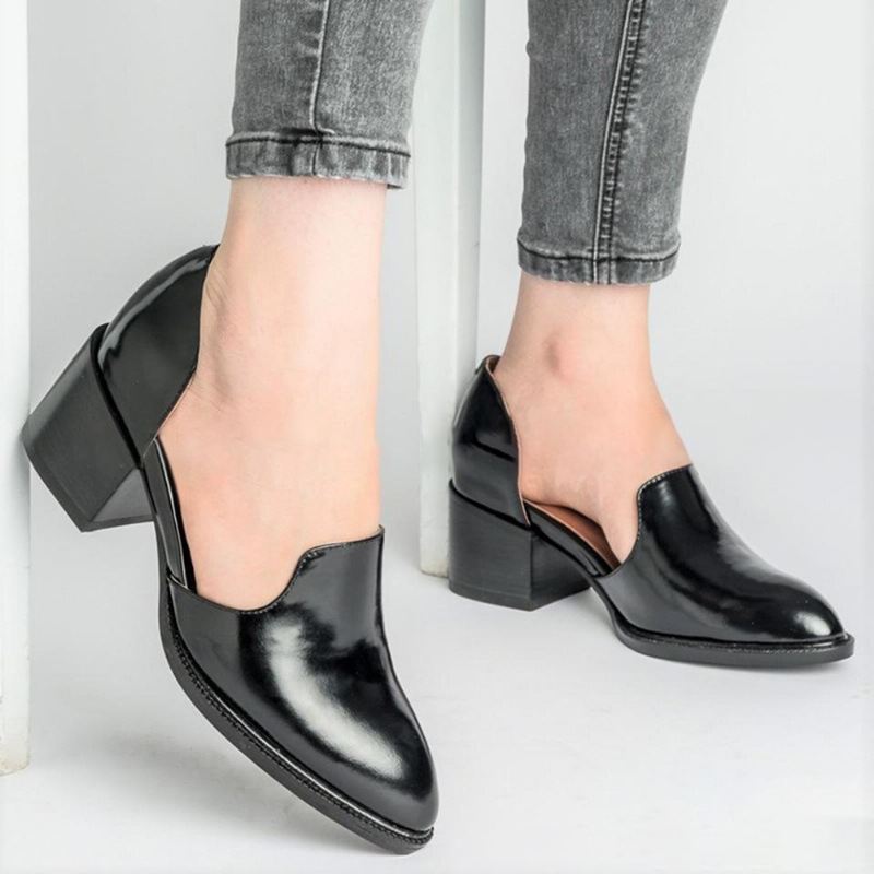 Us Størrelse 5-11 Chunky Heel Pumps Casual Slip-on Sko