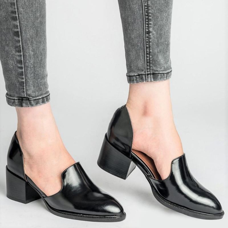 Us Størrelse 5-11 Chunky Heel Pumps Casual Slip-on Sko