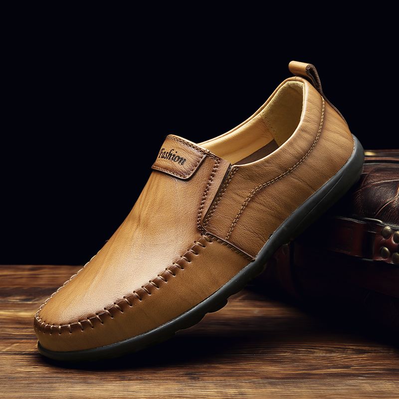 Mænd Ægte Læder Åndbar Blød Bund Slip-on-kørsel Casual Business Loafers Sko