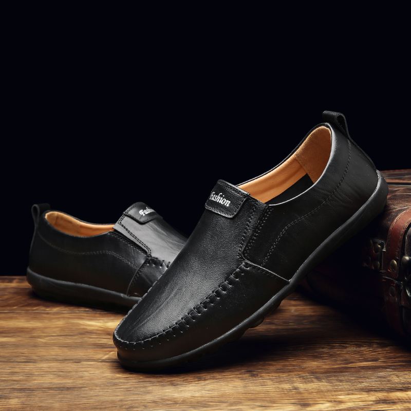 Mænd Ægte Læder Åndbar Blød Bund Slip-on-kørsel Casual Business Loafers Sko