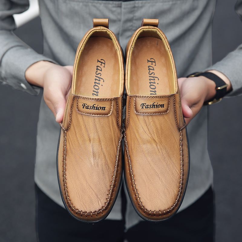 Mænd Ægte Læder Åndbar Blød Bund Slip-on-kørsel Casual Business Loafers Sko