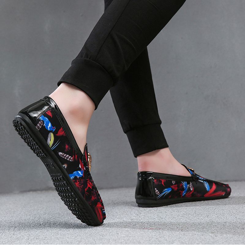 Mænd Blomsterprintet Skridsikre Casual Walking Driving Loafers