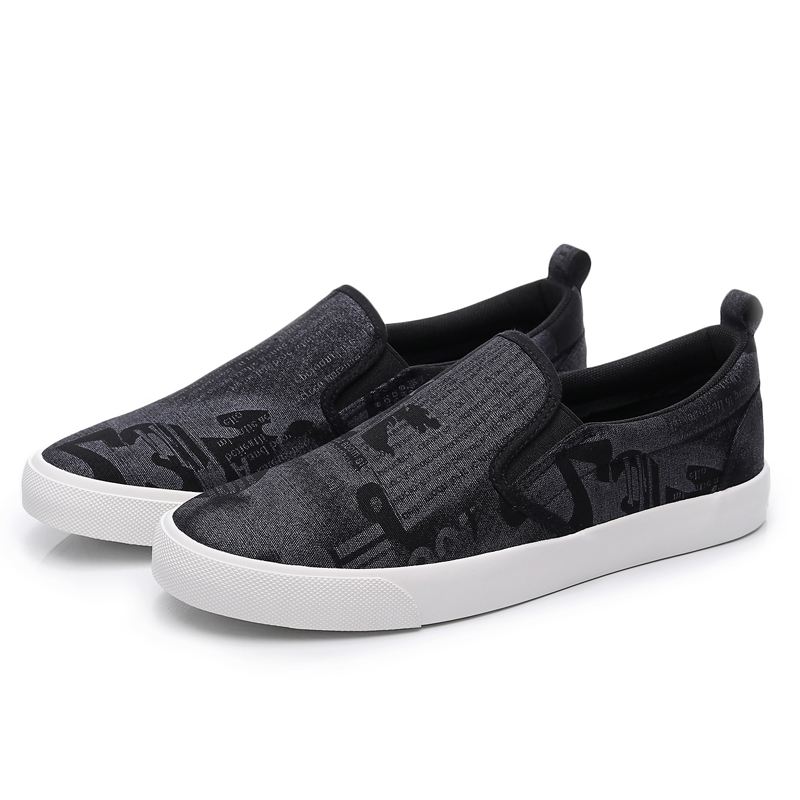 Mænd Canvas Åndbar Slip On Casual Court Flat Shoes