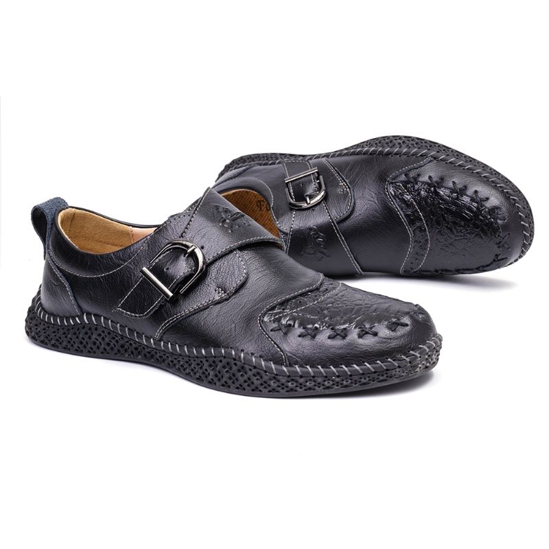 Mænd Håndsyning Blød Sål Spænde Strap Casual Flats