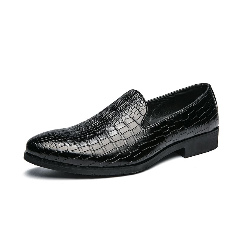 Mænd Læder Åndbar Blød Sål Retro Plaid Mønster Slip On Casual Business Sko