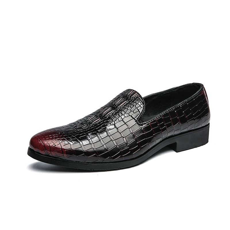 Mænd Læder Åndbar Blød Sål Retro Plaid Mønster Slip On Casual Business Sko