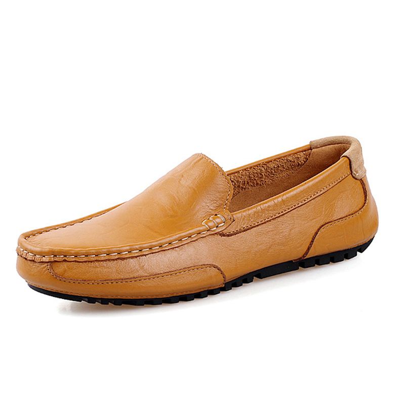 Mænd Læder Casual Driving Slip On Outdoor Flad Bløde Komfortable Loafers Sko