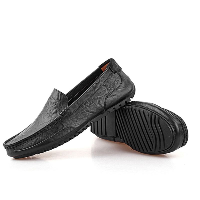 Mænd Læder Casual Driving Slip On Outdoor Flad Bløde Komfortable Loafers Sko