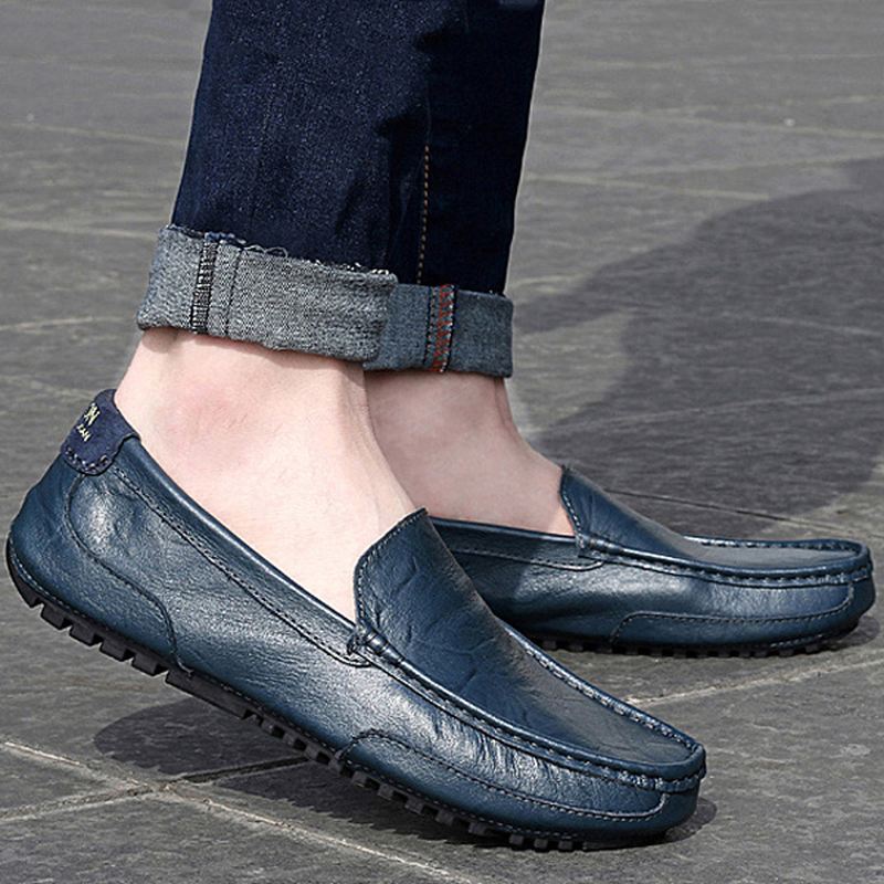 Mænd Læder Casual Driving Slip On Outdoor Flad Bløde Komfortable Loafers Sko