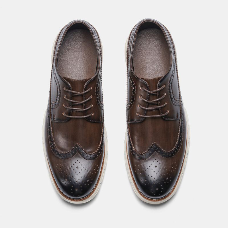 Mænd Mikrofiber Udhulet Åndbar Blød Sål Med Spidse Tå Snørebånd Casual Oxfords Sko