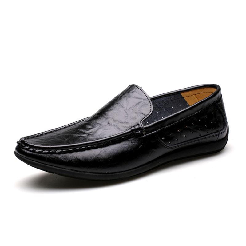 Nye Mænd Casual Outdoor Blødt Komfortabelt Læder Slip On Flats Loafers Sko