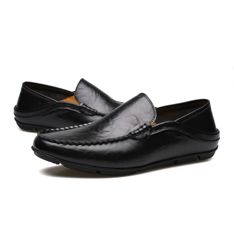 Nye Mænd Casual Outdoor Blødt Komfortabelt Læder Slip On Flats Loafers Sko