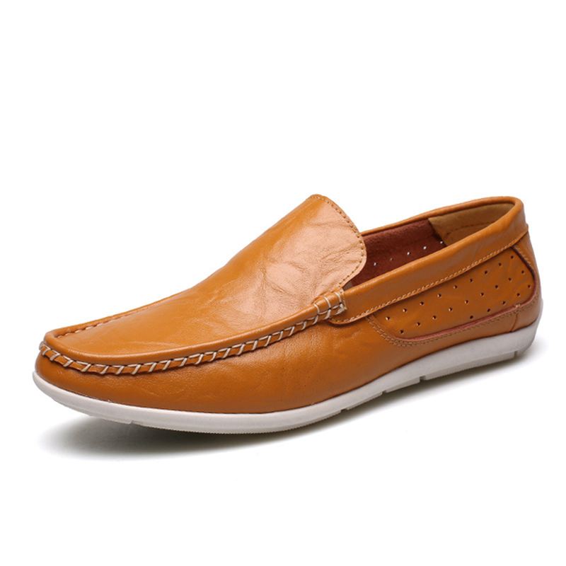 Nye Mænd Casual Outdoor Blødt Komfortabelt Læder Slip On Flats Loafers Sko