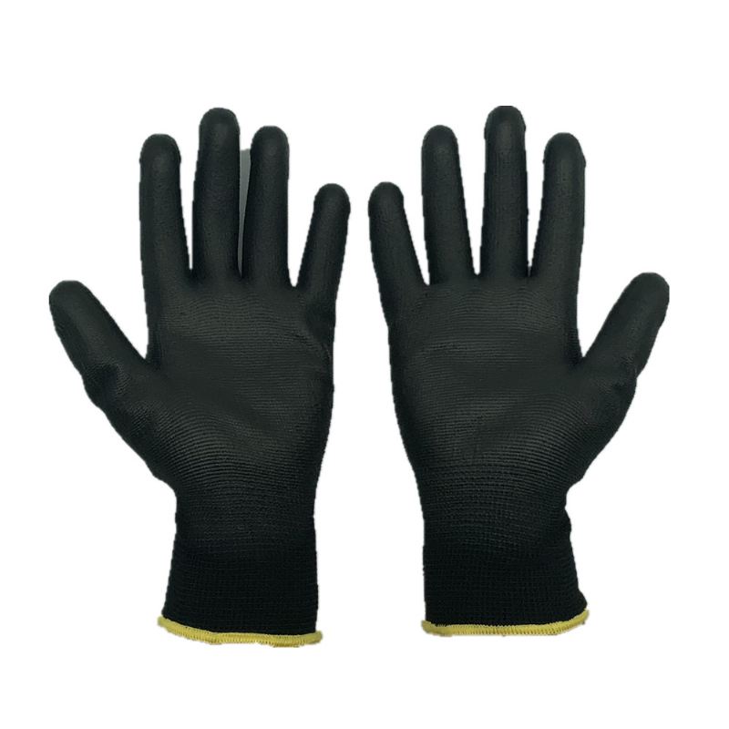 Polyester Pu Coated Palm Black Anti-static Handsker