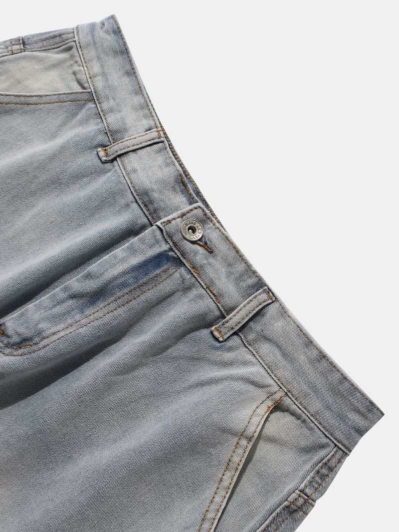 Denimshorts Med Afslappet Huldesign Til Mænd