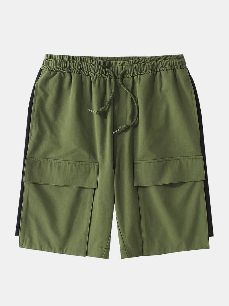 Herre 100% Bomuld Multi-pocket Løbesnor Elastiske Talje Arbejdsshorts