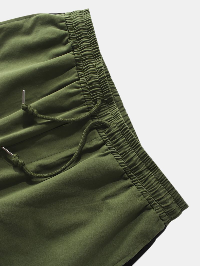 Herre 100% Bomuld Multi-pocket Løbesnor Elastiske Talje Arbejdsshorts