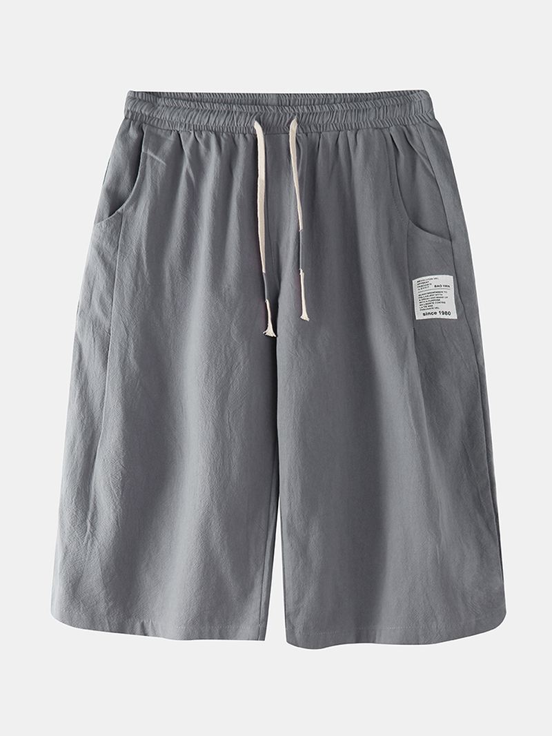 Herre 95% Bomuld Linned 4 Farver Etniske Læglange Casual Løse Shorts