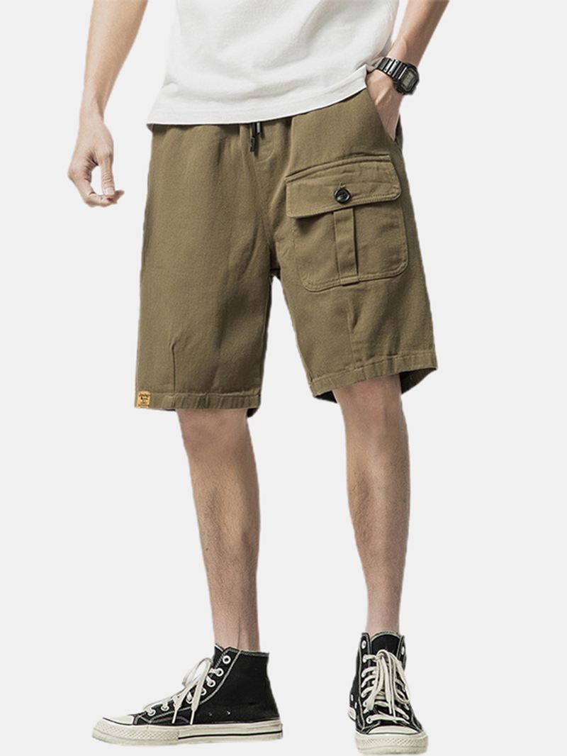 Herre Afslappet Bomuldssnøre Med Flere Lommer Cargo-shorts