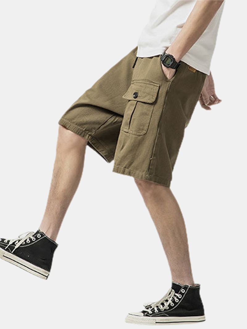 Herre Afslappet Bomuldssnøre Med Flere Lommer Cargo-shorts