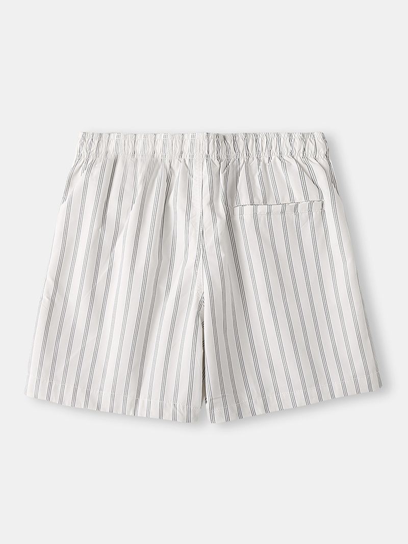 Herre Cozy Stripe Loungewear Shorts Snøre Hurtigtørrende Løse Mini Shorts