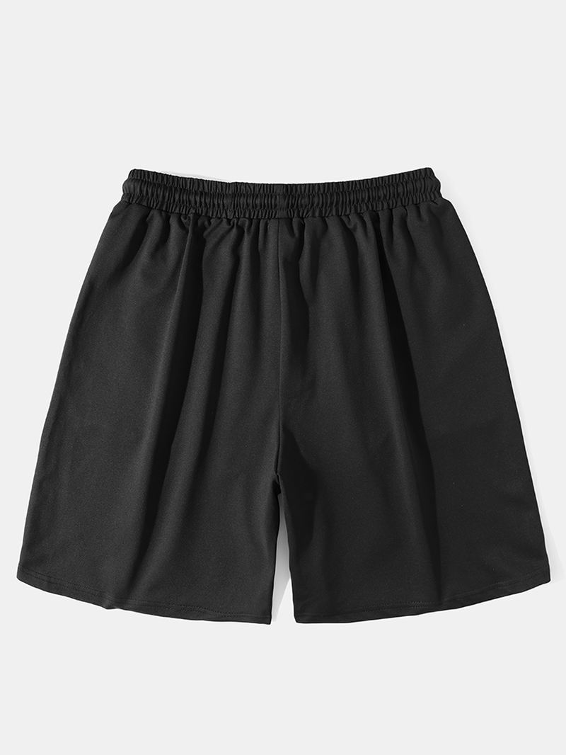 Herre Nasa Label Leisure Sorte Elastiske Taljeshorts Med Sidelomme