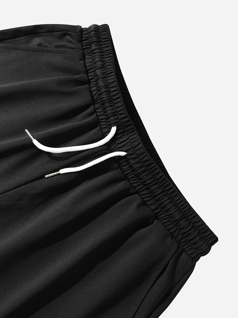 Herre Nasa Label Leisure Sorte Elastiske Taljeshorts Med Sidelomme