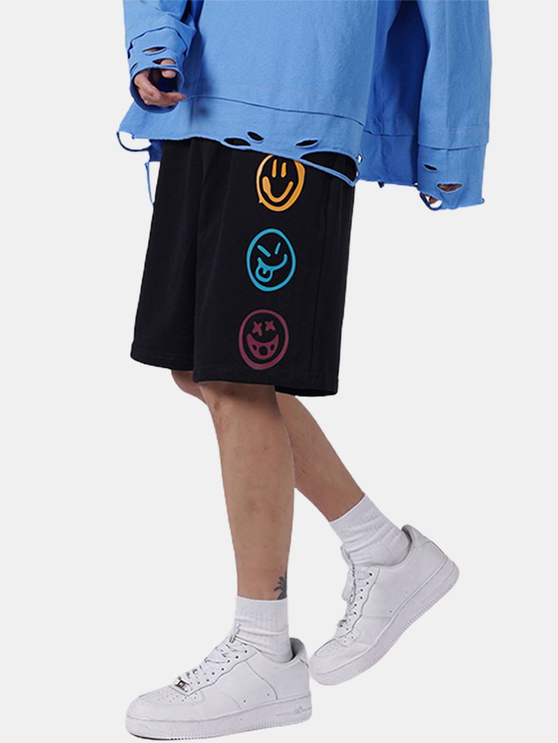 Herre Sjovt Smil Mønster Elastisk Talje Casual Shorts