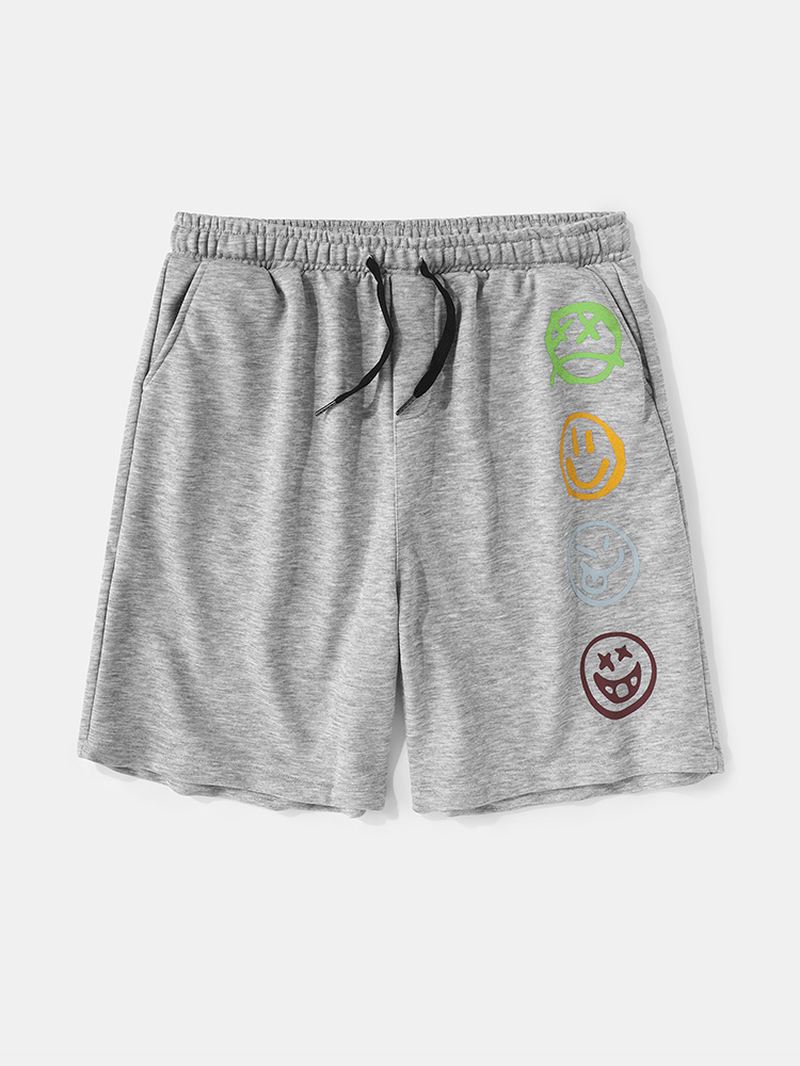 Herre Sjovt Smil Mønster Elastisk Talje Casual Shorts