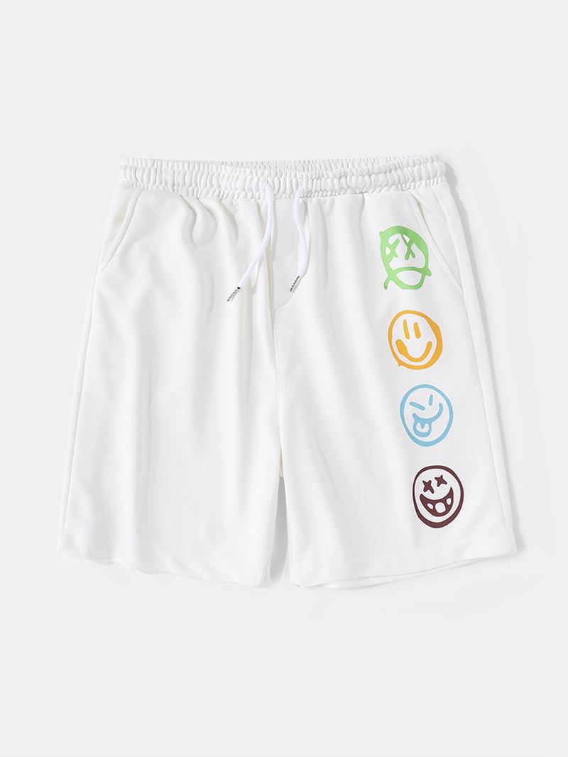 Herre Sjovt Smil Mønster Elastisk Talje Casual Shorts