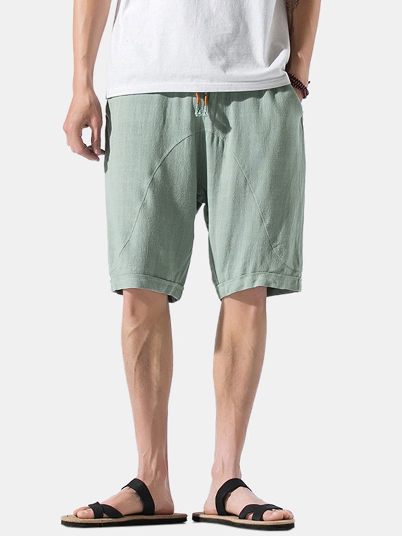 Herre Sommer Linned Elastik Talje Løs Åndbar Casual Shorts