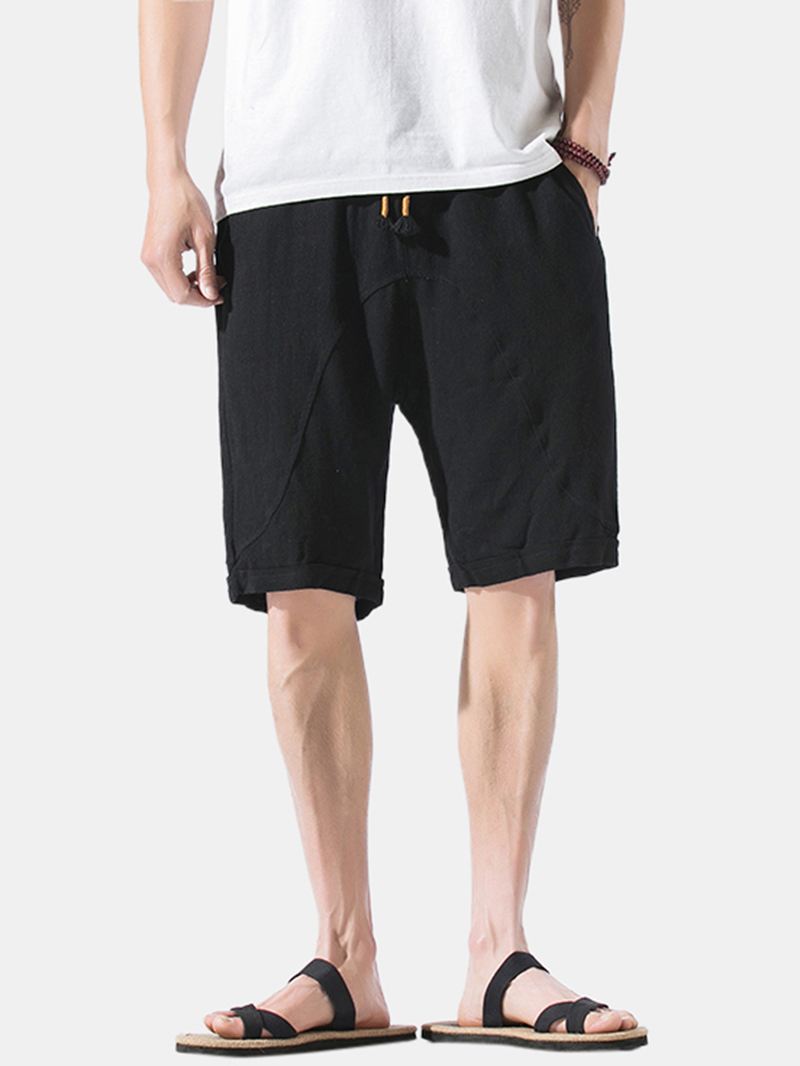 Herre Sommer Linned Elastik Talje Løs Åndbar Casual Shorts