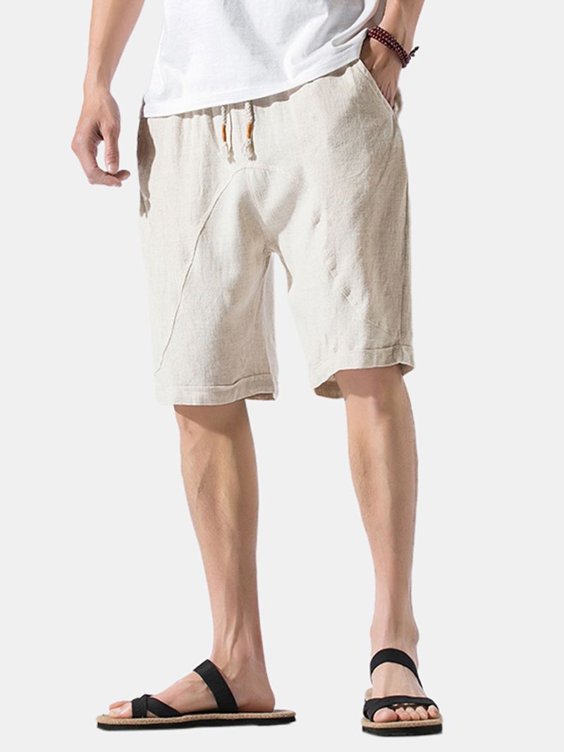 Herre Sommer Linned Elastik Talje Løs Åndbar Casual Shorts