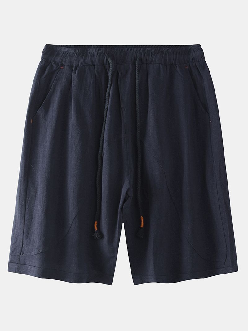 Herre Sommer Linned Elastik Talje Løs Åndbar Casual Shorts