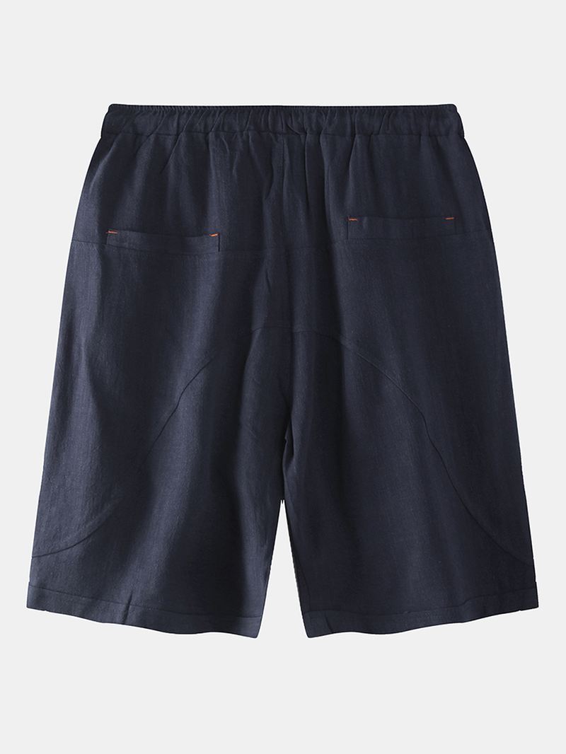 Herre Sommer Linned Elastik Talje Løs Åndbar Casual Shorts