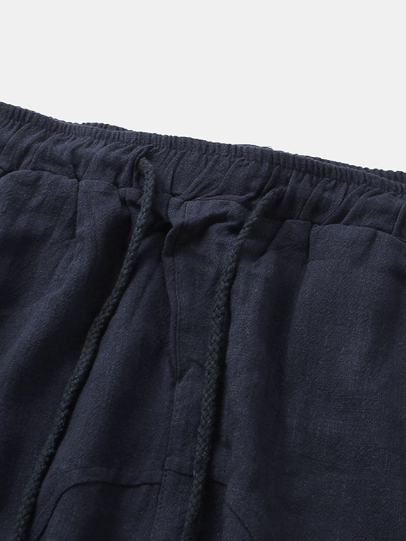 Herre Sommer Linned Elastik Talje Løs Åndbar Casual Shorts