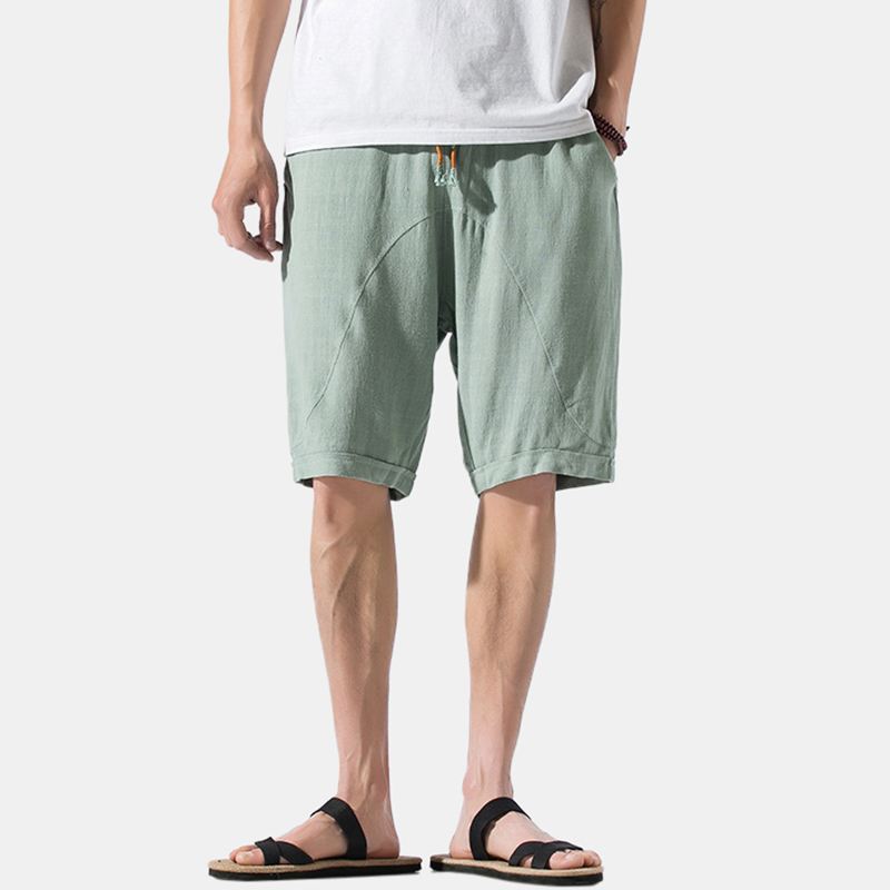 Herre Sommer Linned Elastik Talje Løs Åndbar Casual Shorts