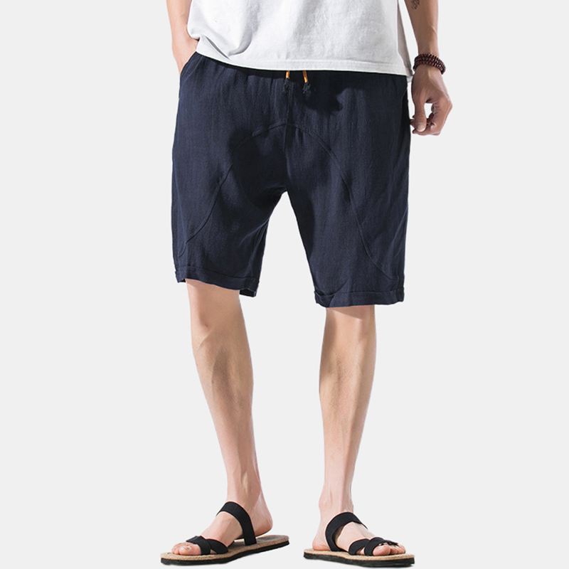 Herre Sommer Linned Elastik Talje Løs Åndbar Casual Shorts