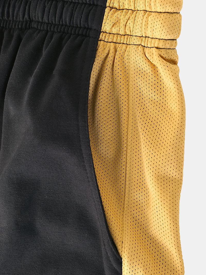 Herre Sports Patchwork Åndbar Casual Shorts Med Snøre