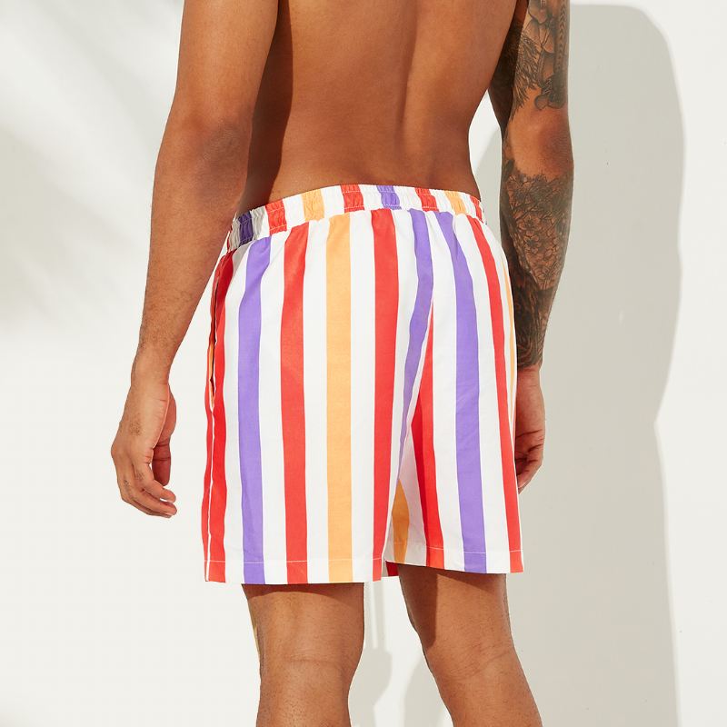 Herre Sunshine Striped Board Shorts Tynde Quick Dry Mesh Lining Fishing Beach Shorts