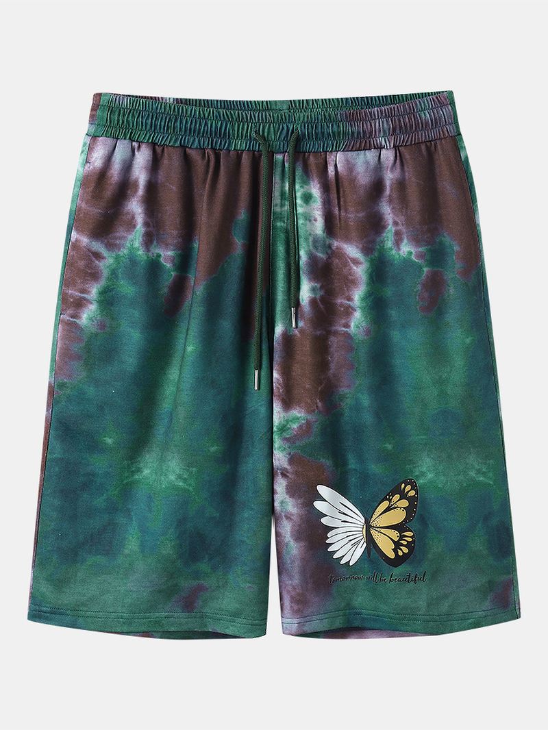 Herre Tie Dye Butterfly Med Tryk Elastiske Talje Shorts