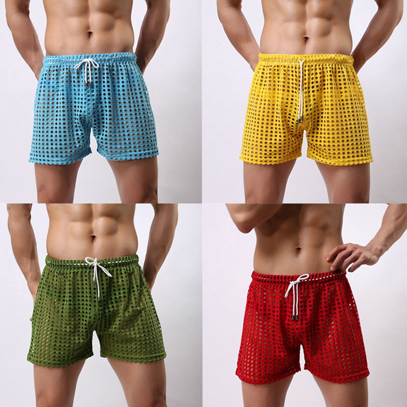 Hollow Out Fishnet Bukser Se Gennem Mesh Åndbare Shorts