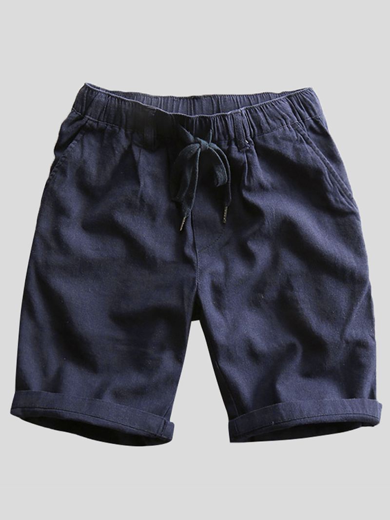 Mænd 100% Bomuld Casual Shorts Med Snoretræk