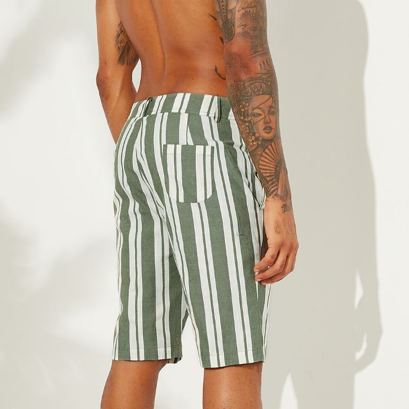 Mænd Sumemr Beach Stripe Åndbar Big Pocket Casual Shorts