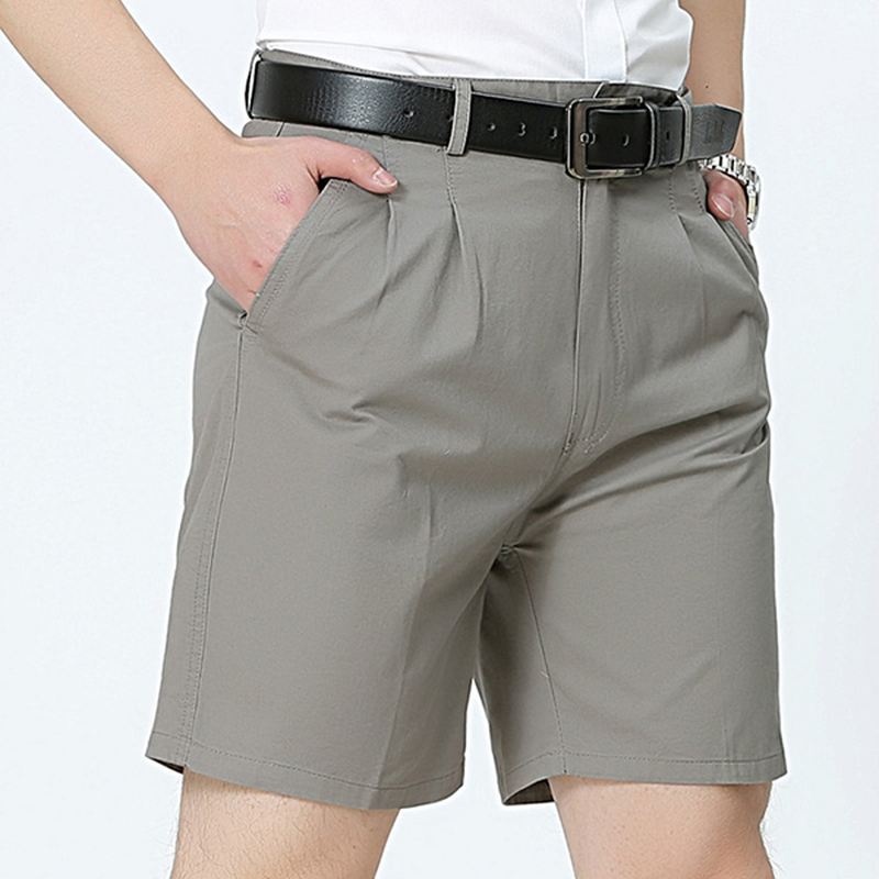 Midaldrende Mænd Business Casual Golf Shorts Sommer Bomuld Knælængde Suit Shorts Bukser