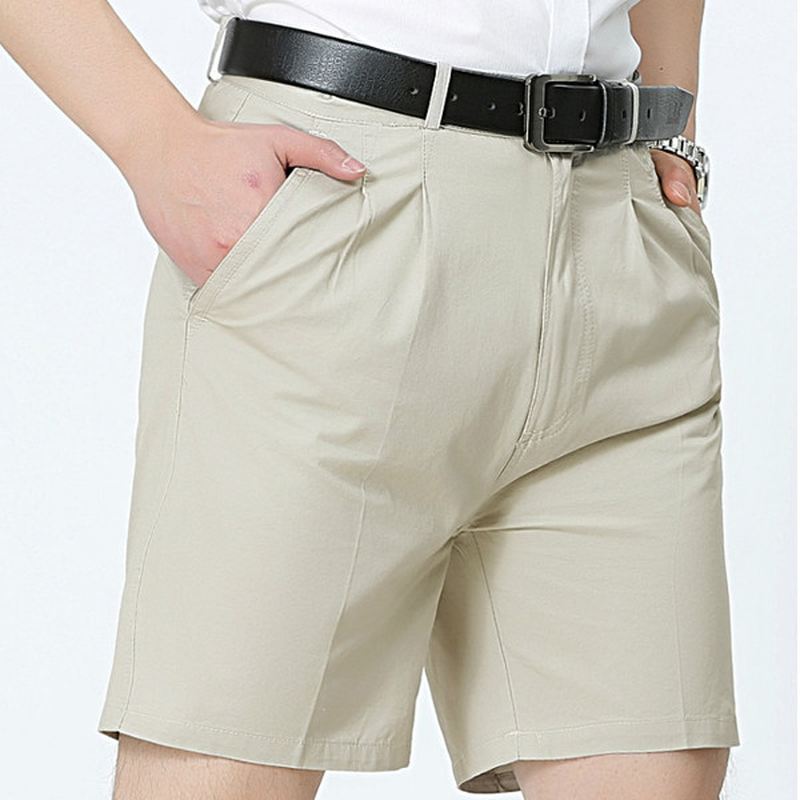 Midaldrende Mænd Business Casual Golf Shorts Sommer Bomuld Knælængde Suit Shorts Bukser