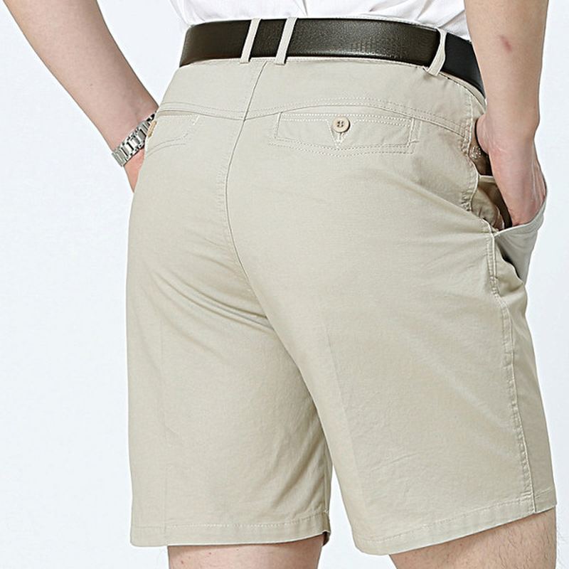 Midaldrende Mænd Business Casual Golf Shorts Sommer Bomuld Knælængde Suit Shorts Bukser