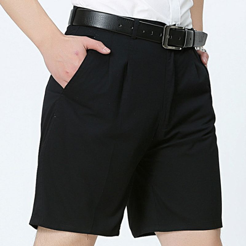 Midaldrende Mænd Business Casual Golf Shorts Sommer Bomuld Knælængde Suit Shorts Bukser