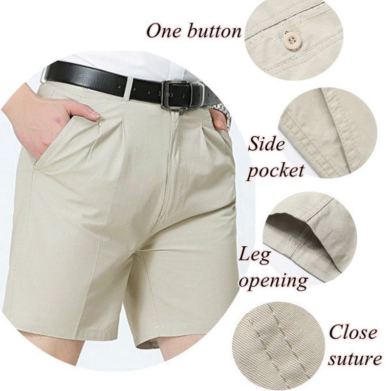 Midaldrende Mænd Business Casual Golf Shorts Sommer Bomuld Knælængde Suit Shorts Bukser